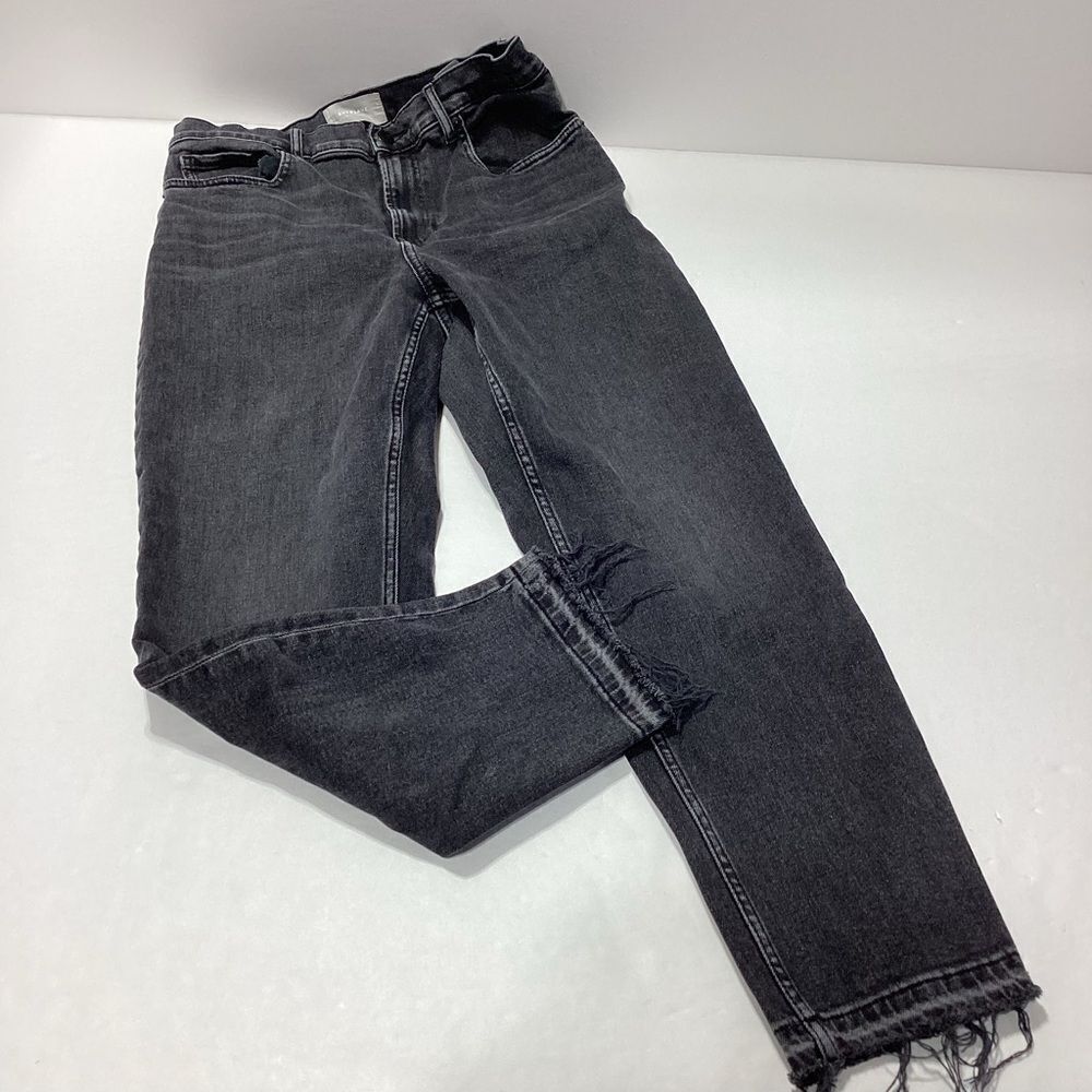 Everlane The Cheeky Jean Crop Raw Hem Black 30 High Rise Straight